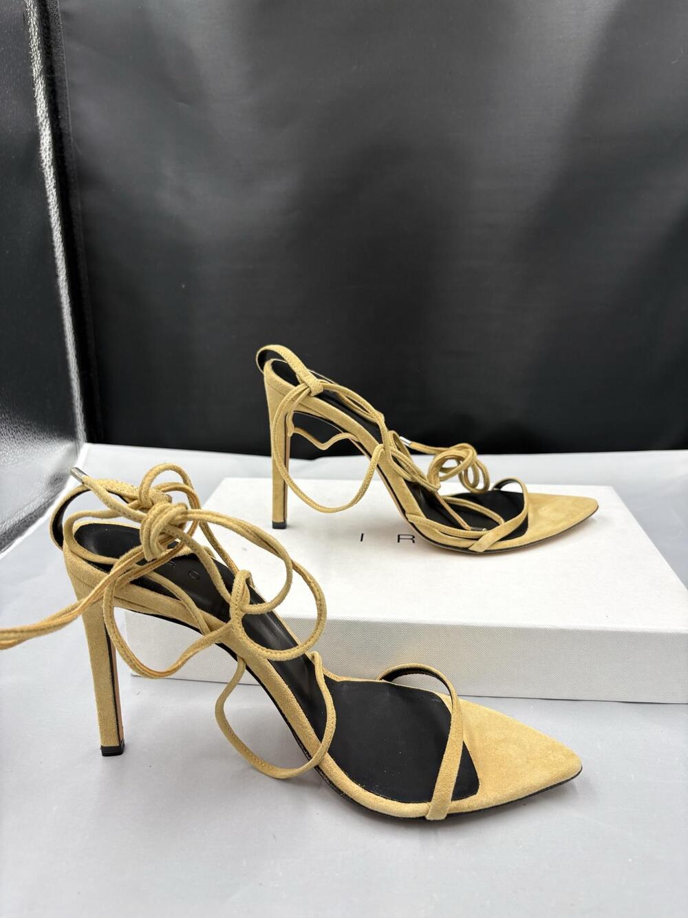 IRO Strappy High Heel Sandals Womens Size 8.5 Yellow Suede Lace Up AK712